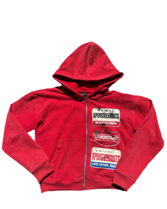 Red Living Not Surviving Zip Up
